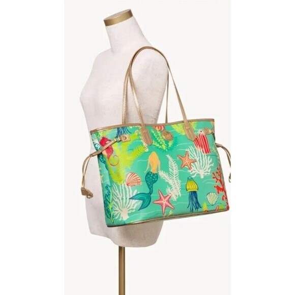 Spartina 449 GOLDEN MERMAID JETSETTER TOTE Work Shoulder BAG Purse STARFISH NWT - Picture 4 of 4